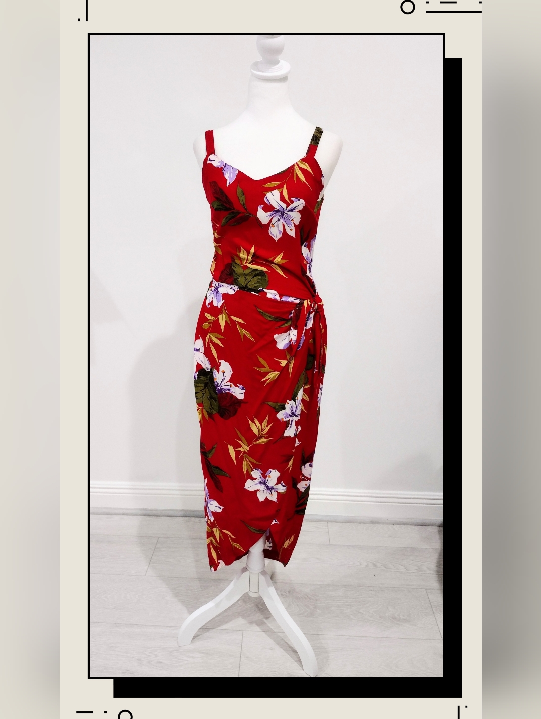 Y2k Red Floral Wrap Midi Dress  Brand By Choice Sleeveless